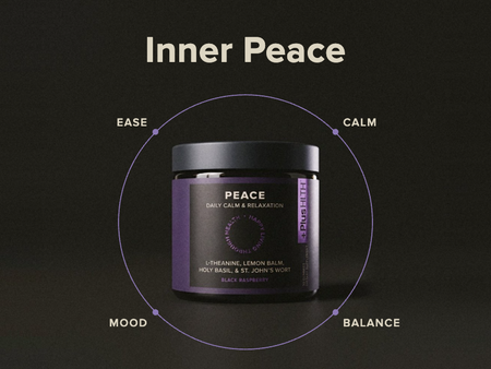 benefits of peace gummies display mood, balance, ease and calm